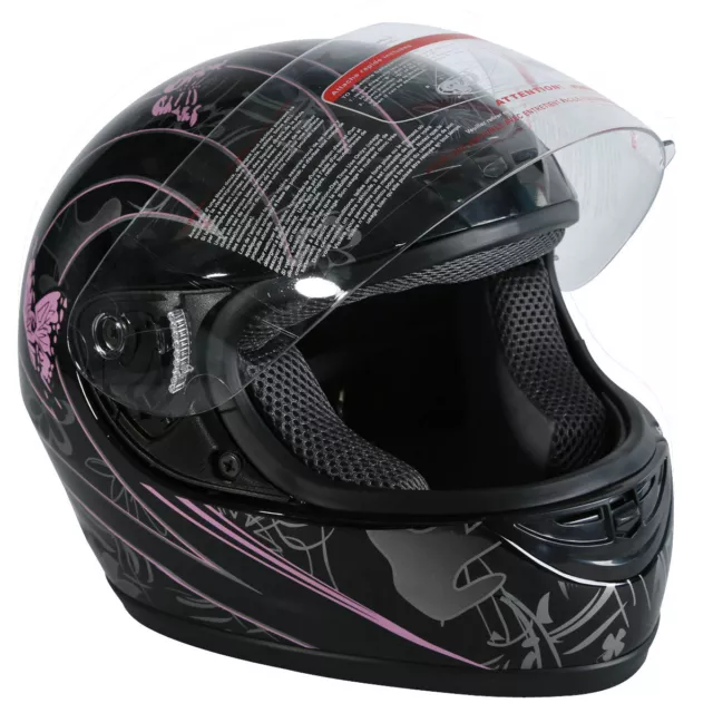 DOT ADULT Butterfly Motorcycle Street Full Face Helmet Size S M L XL XXL Black 2