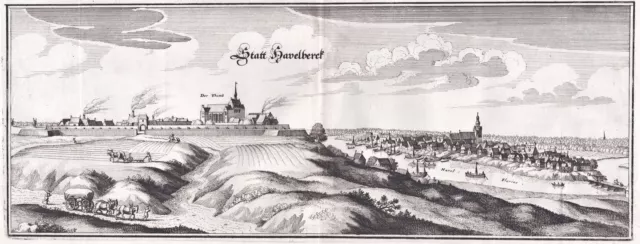 Havelberg Saxony-Anhalt General View Merian Copperplate Engraving