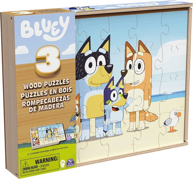NEUF BLUEY 3 Bois Puzzles Jigsaw Paquet Facile DessinAnimé Disney Jr
