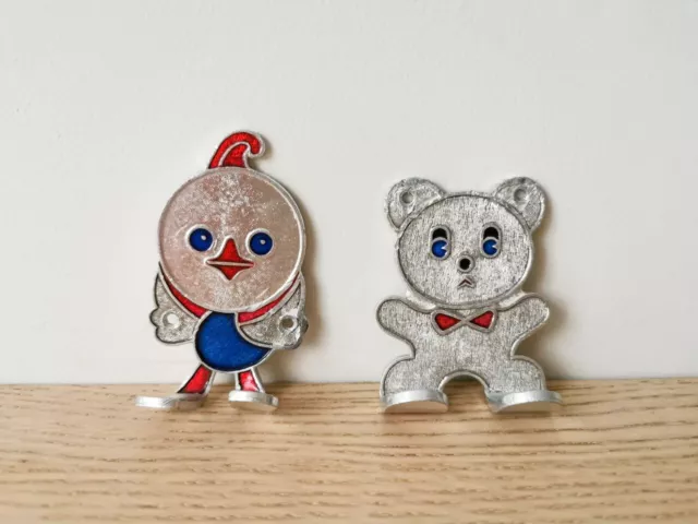 Vintage Childrens Closet Metal Hooks, Duck and Bear, Set of 2, for Kids room