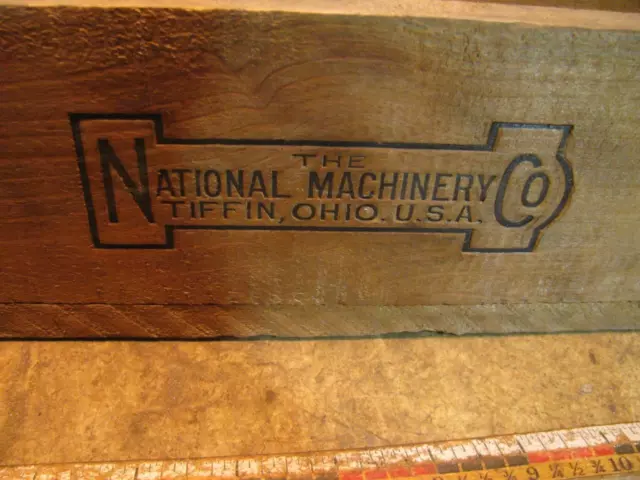 Vintage National Machinery Tiffin Ohio Wood Box 16.5x5x4