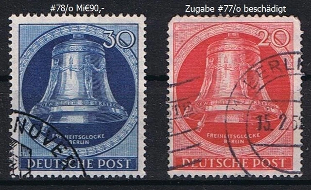 Berlin #78/o Glocke links gestempelt Michel 90 Euro + Zugabe