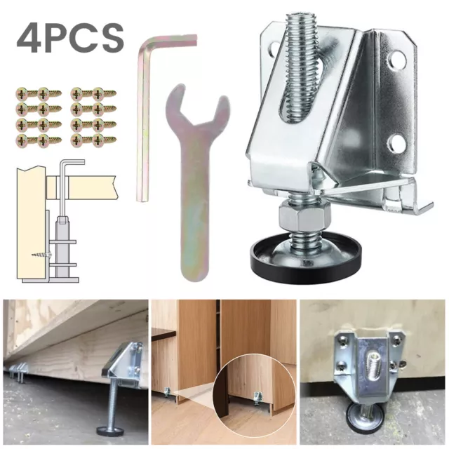 4X Adjustable Furniture Leg Leveler Cabinet Leveling Feet Lock Nut Heavy Duty