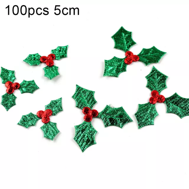 100 Stück Weihnachtstuch Holly Berry Clover Patch Home Party Tree Ornaments 95