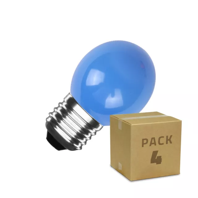 Pack 4 Bombillas LED E27 Casquillo Gordo 3W 300 lm G45 Azul