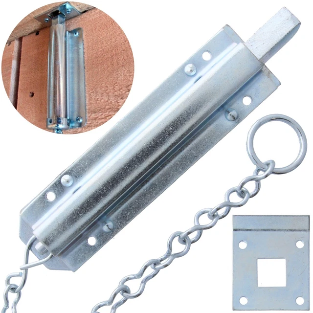 18& LONG PULL CHAIN GATE LOCK Spring Loaded Sprung Garage Shed Barn