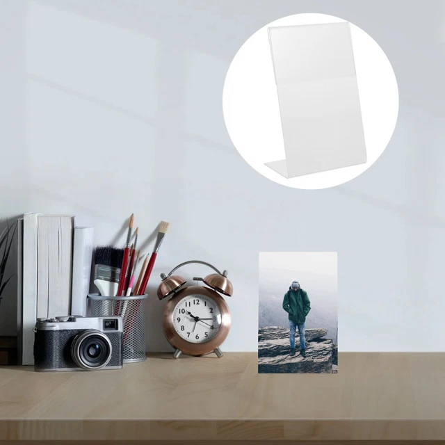 Lot de 8 supports de livre en acrylique transparent avec rebord pour afficher des albums photos, livres, partitions de musique, cahiers, CD (sans cloison