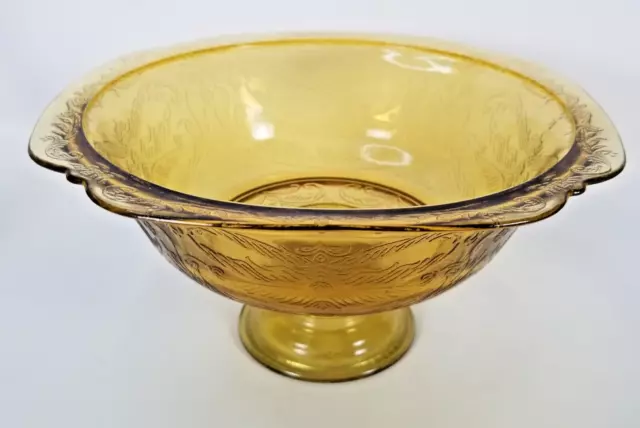 VINTAGE Indiana Glass Recollection Amber Depression Glass Pedestal Bowl 9.5 inch