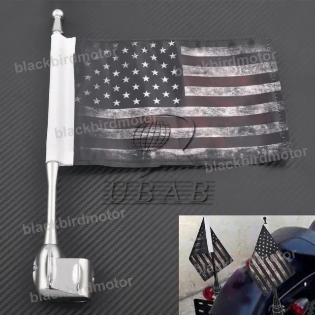 1X American USA Flag Pole Rear Luggage Rack Mount For Honda Goldwing 1800 GL1800