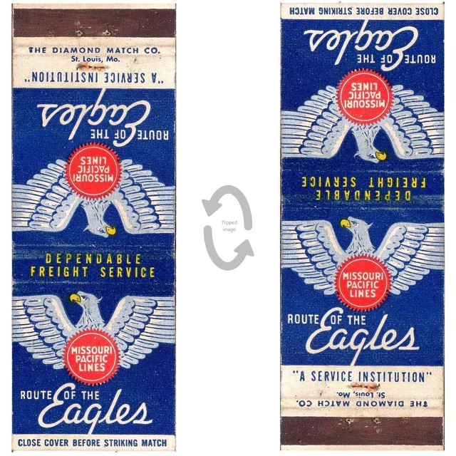 Vintage Matchbook Cover Missouri Pacific Railroad 1940s Eagle freight Diamond