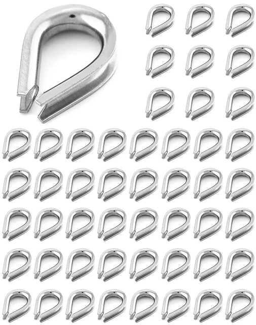 50Pcs 1/8 M3 Stainless Steel Thimble for Diameter Wire Rope Cable Thimbles Rig