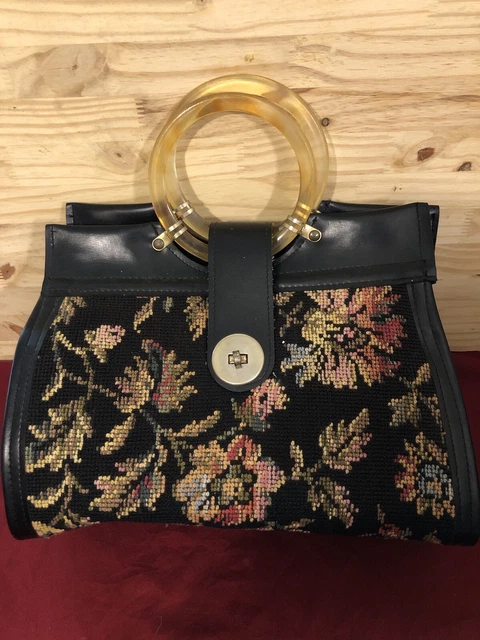 Petit Sac à Main Mâcha Velours Rouge Brodé Neuf - Intérieur Coton, 23x21x8 Cm