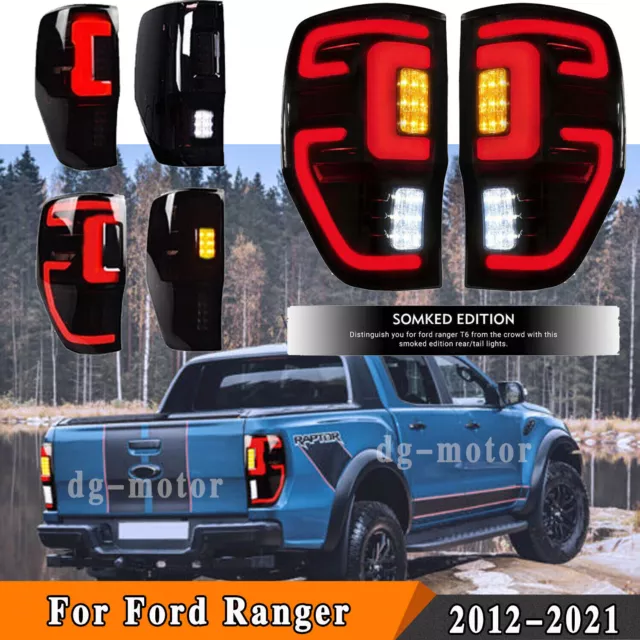 Smoked LED Tail lights For Ford Ranger PX MK2 Wildtrak T6 T7 T8 2012-2021