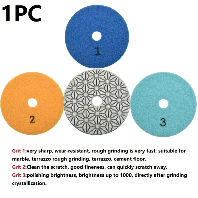 1PC 4 Inch 100mm Dry/wet Diamond 3 Step Polishing Pads Granite Polishing Tool