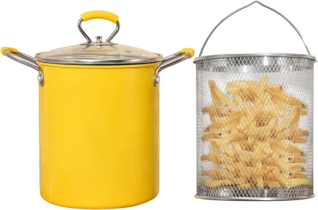 Small Deep Fat Fryer Chip Pans with Basket and lid, Mini Fryers
