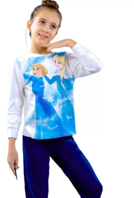 Pigiama bambina invernale Disney FROZEN caldo cotone interlock bimba lungo 2