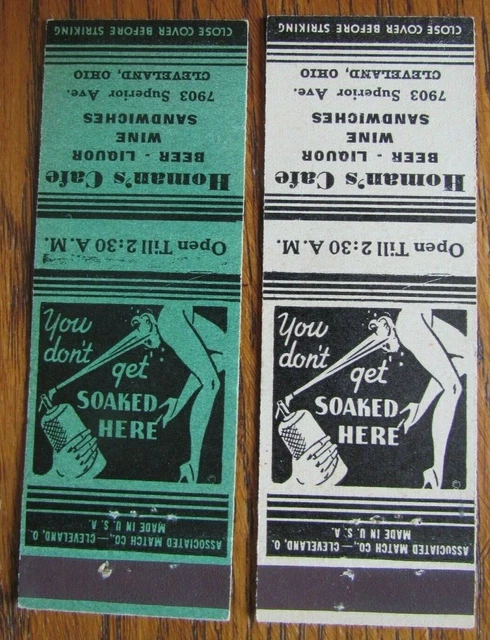 GIRLIE MATCHBOOK COVERS: HOMAN'S CAFE CLEVELAND OHIO 1940s MATCHCOVERS -E12