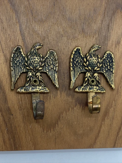 Vintage Brass Eagle Hook Wingspan Small Size Mixed Metal Lot Of 2 / 1-3/4”x1-1/8 3