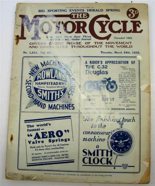 Motor Cycle 24 Mar 1932 Motorcycle Magazine Francis Barnett 150 Test