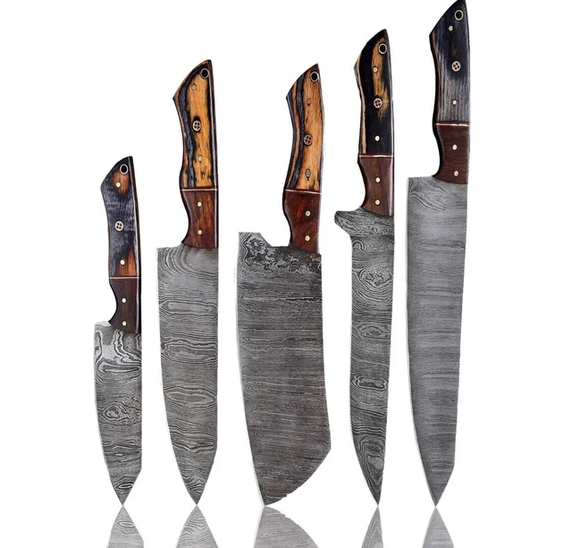 Küchen Messer 256 Lagen Damaskus Stahl Handgefertigte Messer Set Mit Lederschide 2