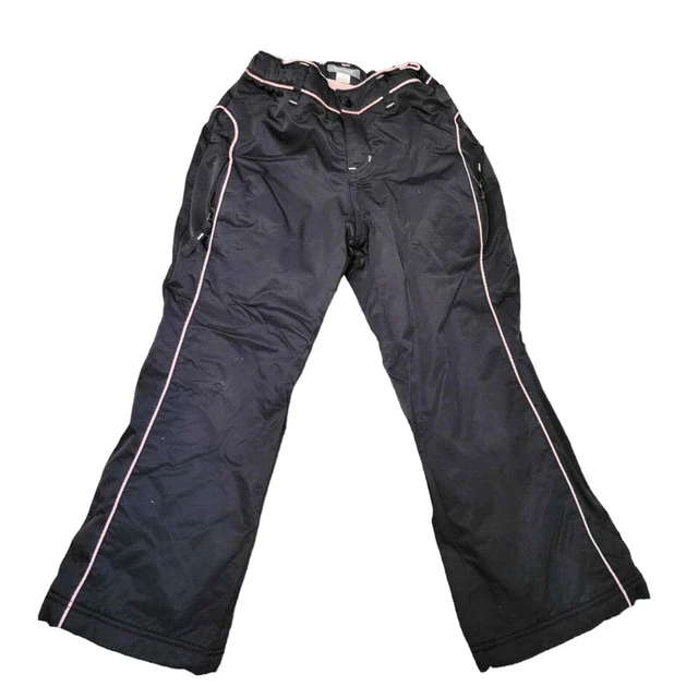 Old Navy Girls Snowpants Fleece Lined SZ 8, Adjustable Waist, Black Pink Winter
