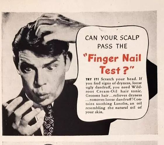 Wildroot Cream Oil Hair Tonic w Lanolin 1948 Vtg PRINT AD 5x13 Fingernail Test