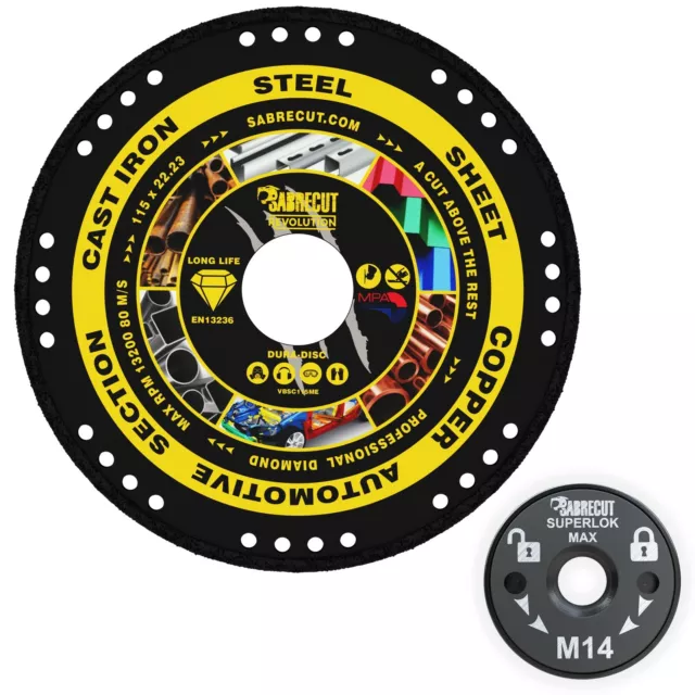 SabreCut 115-125mm Vacuum Brazed Metal Cutting Diamond Discs for Angle Grinders