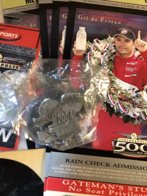Indy 500 2004 Pit Pin Media Tickets ABC Sports Crew Badge Lights Camera Traction