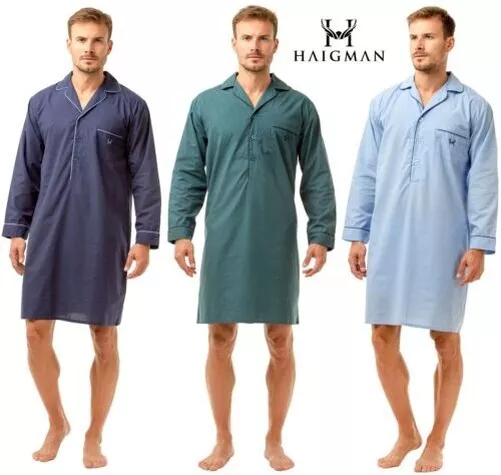 Hommes Haigman Manches Longues Genou Nuit Entretien Facile Coton Pyjama M-2XL