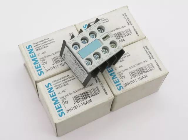 4x Hilfsschalterblock SIEMENS 3RH1911-1GA04 Hilfsschalter 4Ö NC Auxiliary Switch