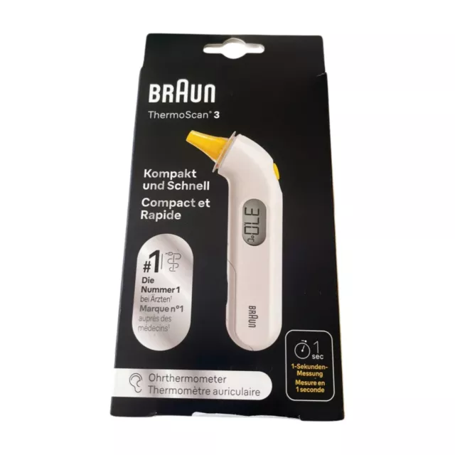 Braun ThermoScan 3 Ohrthermometer Audio Fieberanzeige Digitales Display IRT3030