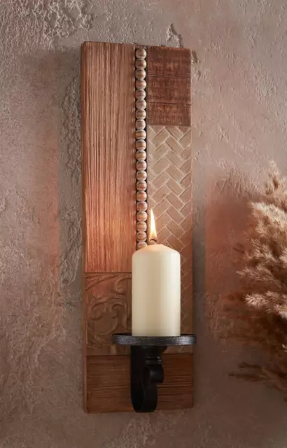 Wand Kerzenhalter Teelichthalter "Stilmix" aus Holz, 45 cm hoch Leuchter Deko