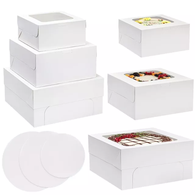 Moretoes 20 Pcs Cake Boxes, 12x12x6, 10x10x5, 8x8x4 Inch, White Bakery