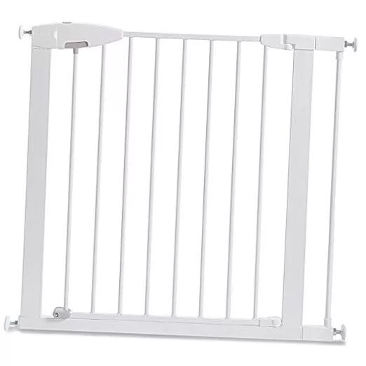 Easy Close Pressure Mounted Baby Gate for Stairs, Hallways and Doors, White