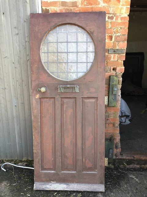 Period Mahogany Front Door with original brass letterbox- barn find