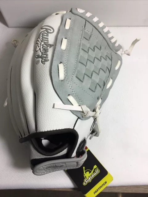 Rawlings 12" Fielding Glove - White/Gray - Youth Softball Fast Pitch - Brand New