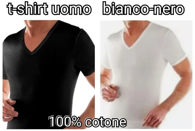 3-6 maglia t-shirt UOMO  COTONE 100% maglietta MADE IN ITALY BIANCO NERO INTIMO