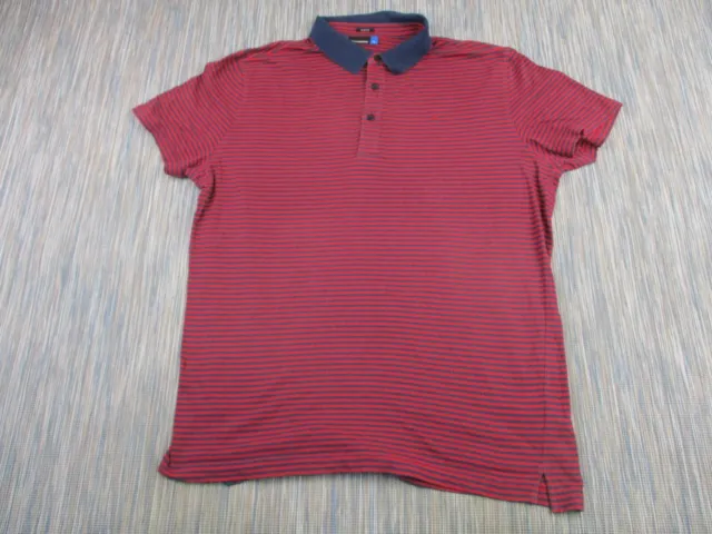 J.Lindeberg Polo Shirt Mens Extra Large Slim Fit Red Striped Logo Golf Cotton