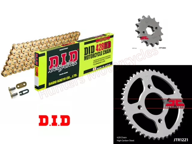 DID Gold Heavy Duty Chain and JT Sprocket Kit for Honda CBR125 R (2011 to 2017)