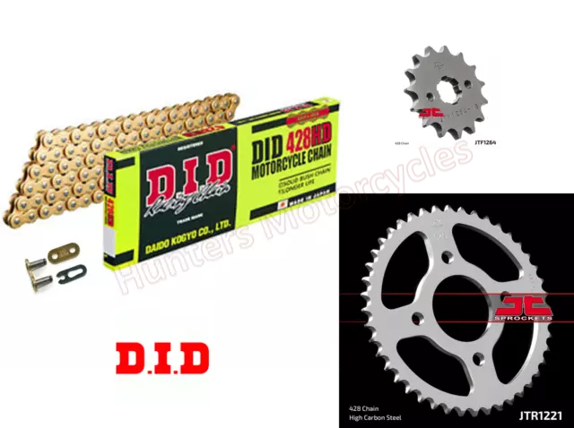 Honda CB125F GLR125 DID Gold Heavy Duty Chain and JT Sprocket Kit 2015 to 2020