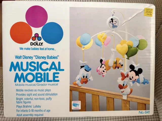 Vintage 1980’s Musical Mobile Walt Disney Babies  #641 In Original Packaging