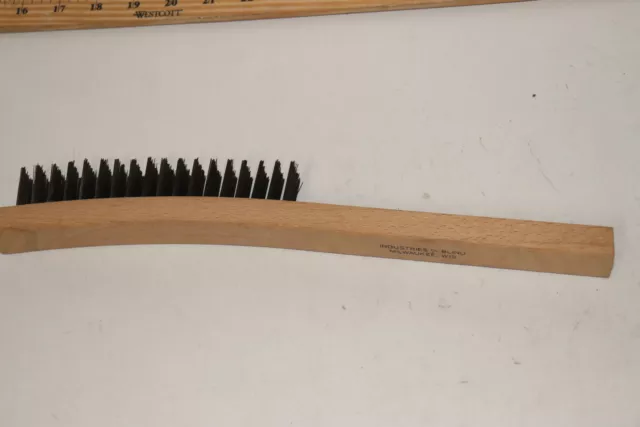 Curved Handle Scratch Brush 302 Stainless Steel Bristles 1" x 14"