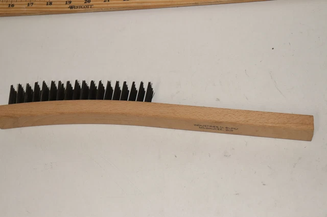 Curved Handle Scratch Brush 302 Stainless Steel Bristles 1" x 14"