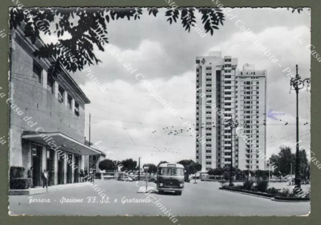 FERRARA, Stazione ferroviaria. Cartolina d'epoca formato grande, viaggiata 1963