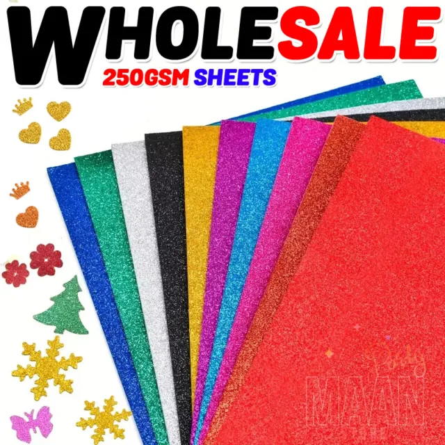 A4 Glitter Card 250gsm Coloured Cardstock Single Sided Low Shed - Crafts Toppers