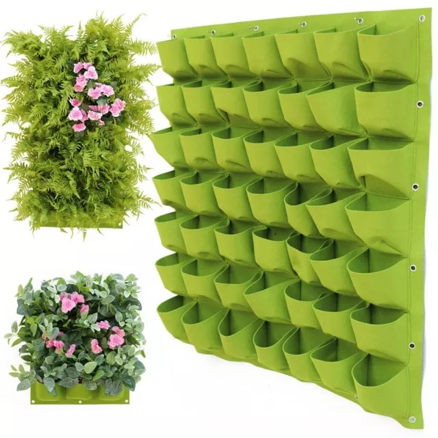 12-72 Pocket Planting Bag Wall Hanging Vertical Flower Grow Pouch Planter Garden