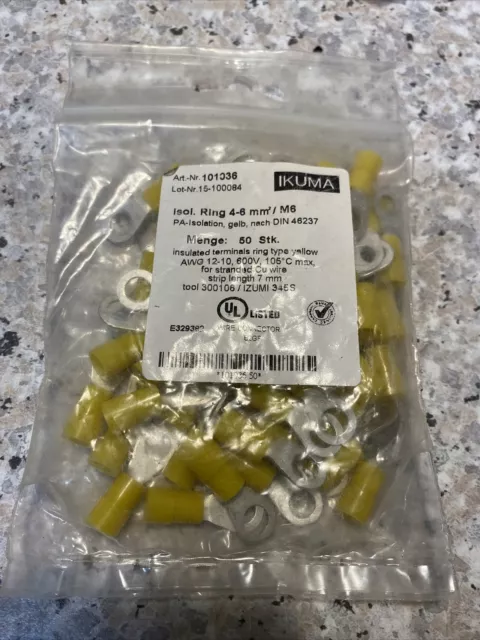 50x Ikuma Ringkabelschuh 4-6 mm² M 6, isoliert OVP