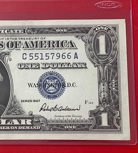 1957 $1 Dollar Silver Certificate (Blue Seal) Block C-A , Uncirculated