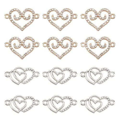 PandaHall Herz-Strass-Charms 20 Stück Valentinsgruß-Liebes-Herz-Verbindungs-D...