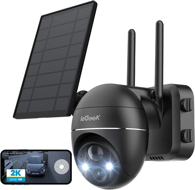 ieGeek 2K Wireless Solar Security Camera Outdoor Home Battery WiFi CCTV System